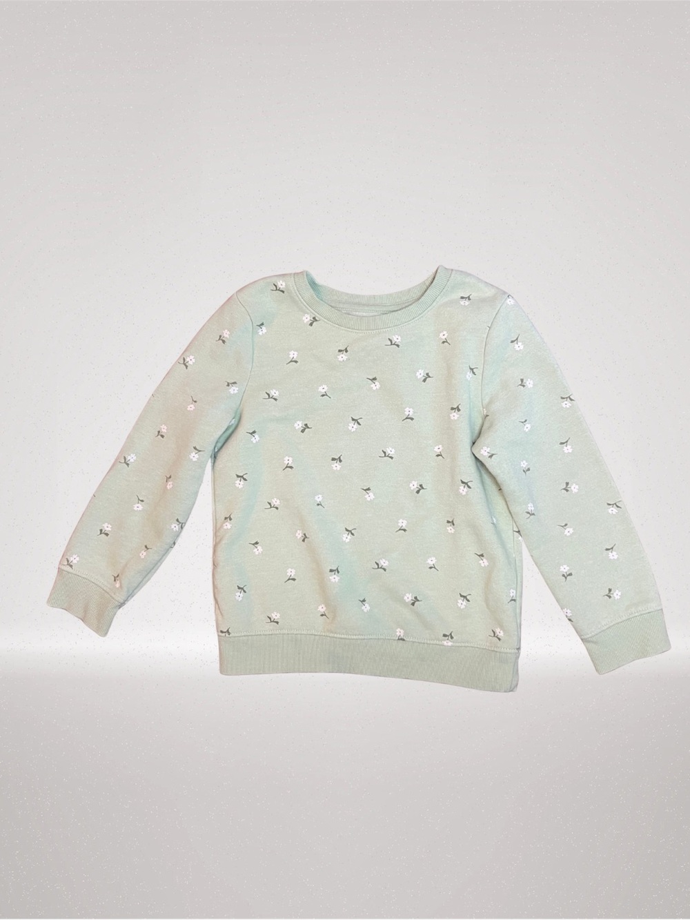 Cat & Jack Girls 5T Sage Green Floral Crewneck Sweatshirt